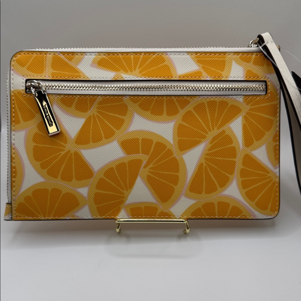 Kate Spade Staci Medium L-zip Wristlet Orange Slice NWT - Picture 2 of 5